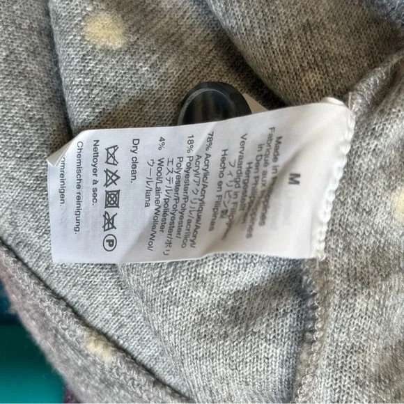 Madewell Texture & Thread Boxy Bobble Cardigan Polka dot Grey Size: Medium - Picture 10 of 12